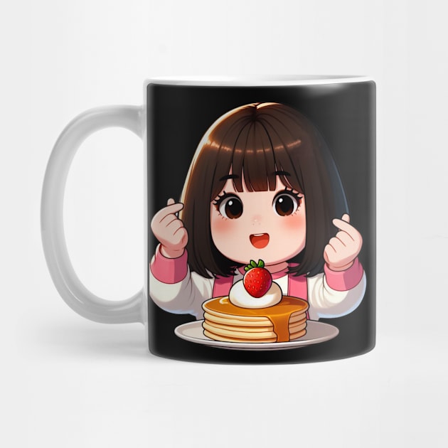 Little Girl Strawberry Pancakes Korean Finger Hearts Kpop by Plushism